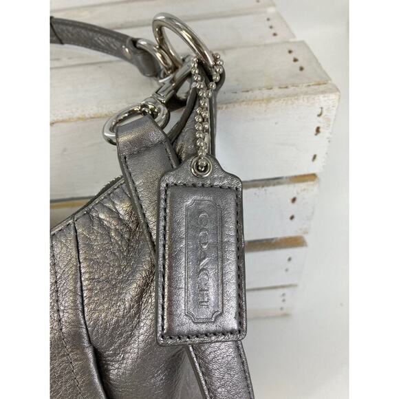 COACH 19303 MEDIUM SILVER METALIC LEATHER CROSSBODY BAG - Picture 2 of 16